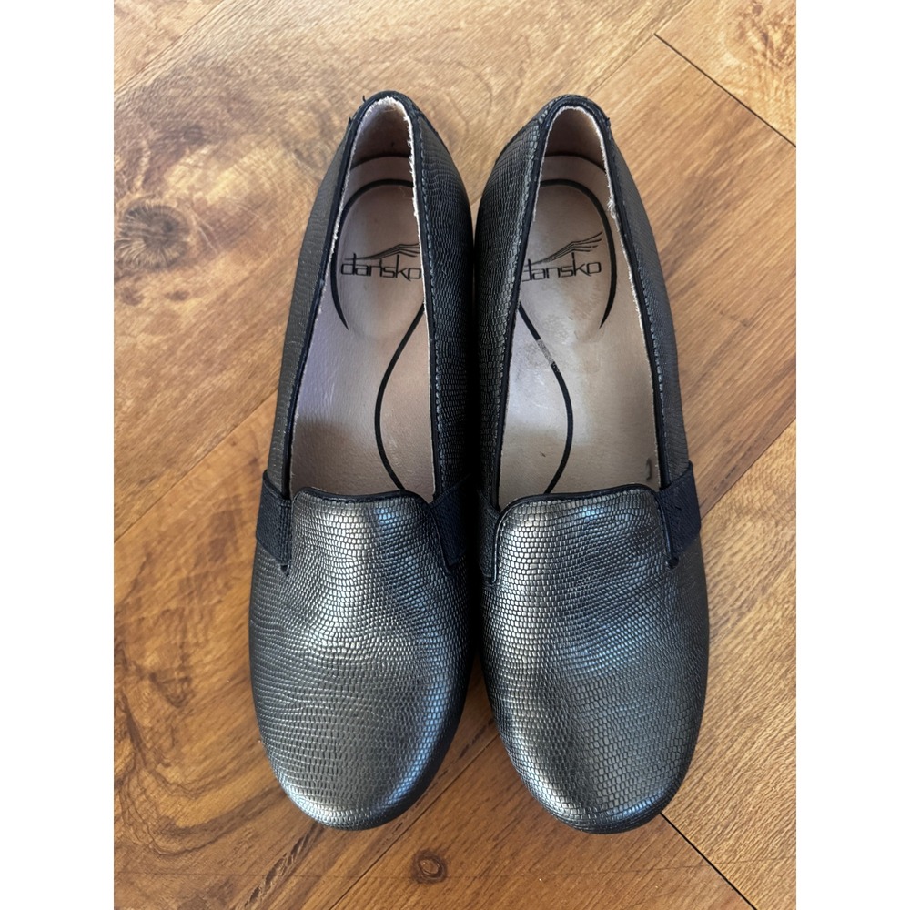NEW Dansko Women Addy Lizard Metallic Leather Slip On Loafer Shoes 39 (8.5-9) US